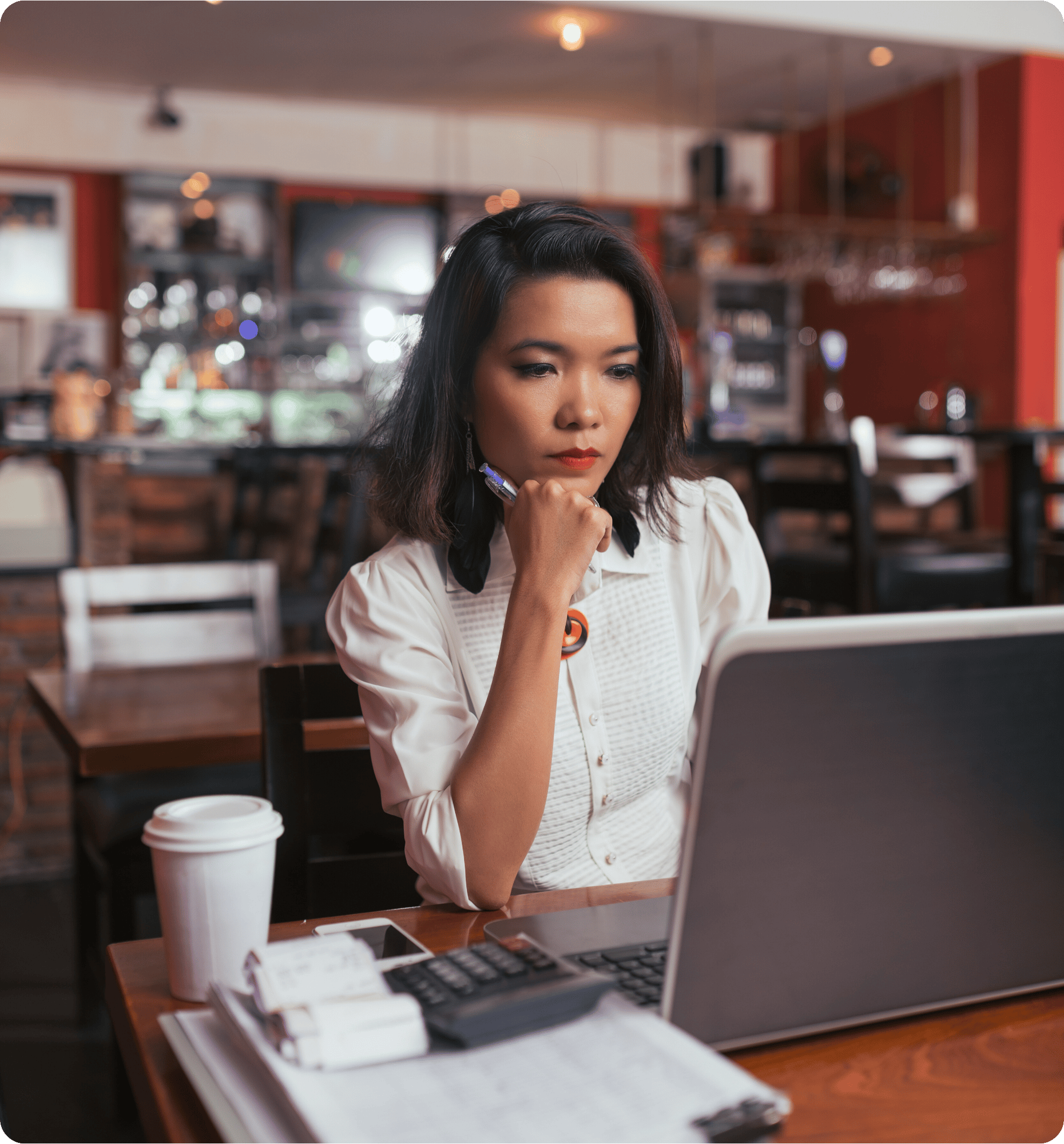 Restaurant Woman at Computer